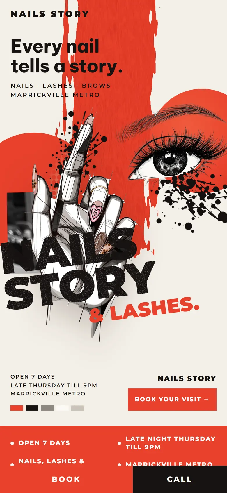 Bản thiết kế web Nails Story & Lashes trên điện thoại